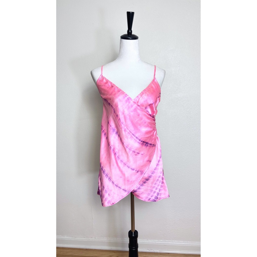 ASOS Pink & Purple Tie Dye Asymmetrical Sleeveless Wrap Top Size 2 Festival Y2K